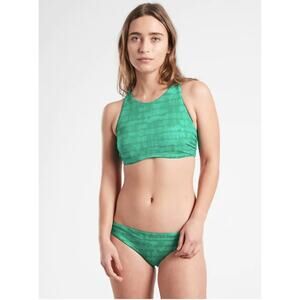 Athleta 36BC Maldives Printed Bikini Top tahiti aruba teal swim bathing suit SUP